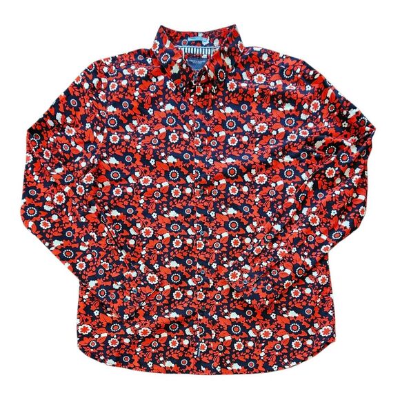 Denim & Flower Ricky Singh Red Micro Ditsy Floral Button Down Shirt Mens XL - Picture 1 of 9